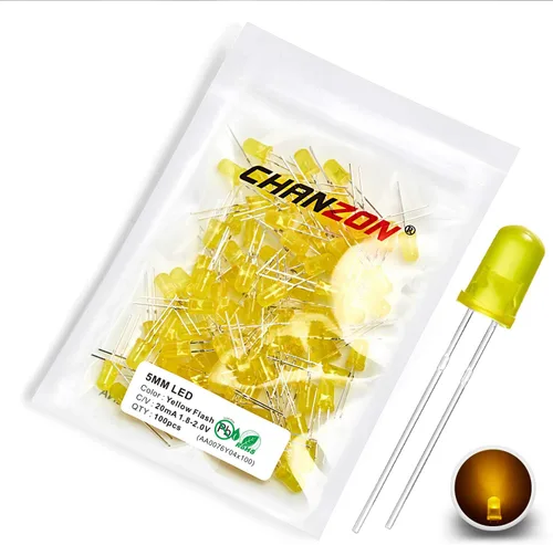 Vista 11 de CHANZON 100 luces de diodo LED amarillo parpadeante de 0.197 in de 1.5 Hz intermitente (transparente redondo transparente DC 1.8V-2V 20mA)