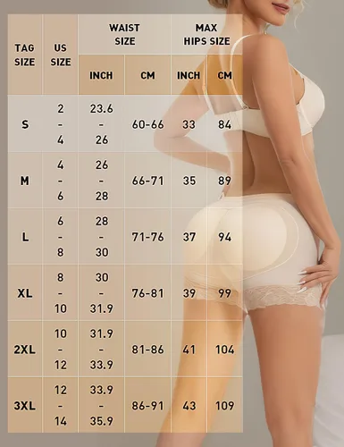 Vista 6 de Bragas falsas para mujer, levantador de glúteos, con relleno, control de cadera, ropa interior moldeadora