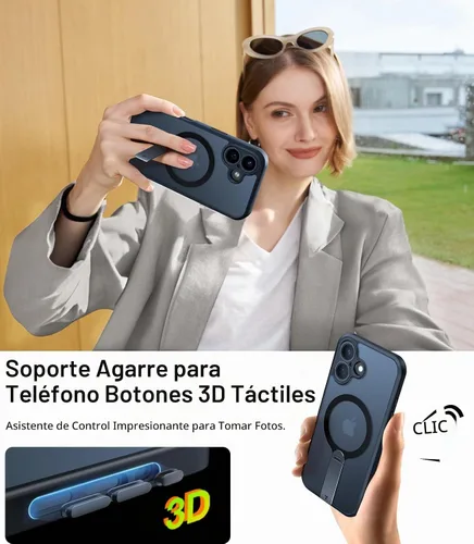 Vista 6 de TORRAS Funda magnética con soporte de 360° para iPhone 16, protección completa de la cámara, compatible con MagSafe, protección contra caídas