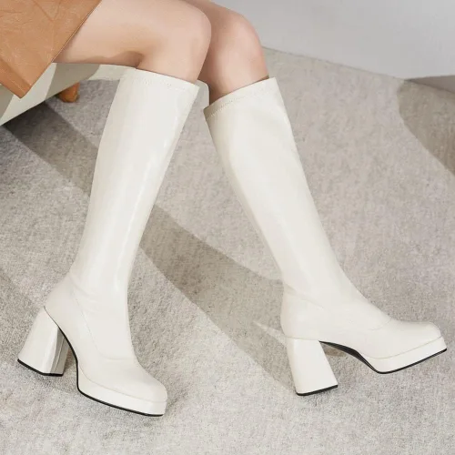 Vista 8 de JINFAXIE Botas altas hasta la rodilla con plataforma para mujer