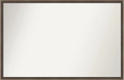 Vista 48 de Amanti Art Brown Bathroom Mirror for Over Sink, 21x33 Custom Made Hardwood Wedge Mocha Rectangle Vanity Mirror, Large Modern Wood Frame, Hangs