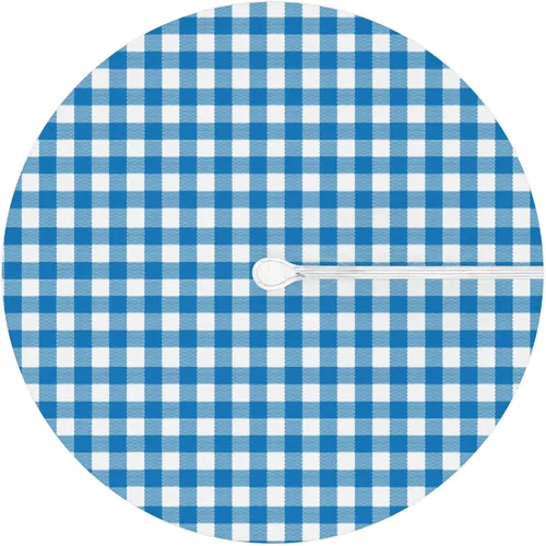 Vista 6 de Fitted Round Tablecloth with Umbrella Hole and Zipper Buffalo Plaid Outdoor Elastic Table Cloth 36"-44" Oil-Proof Waterproof Moroccan Patio Table