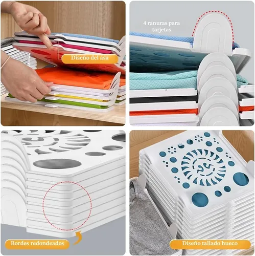 Vista 4 de Accenter Organizador de Camisetas para Almacenamiento de Ropa, Organizador de Armario Apilable con Fácil Acceso, Tabla para Doblar Camisas