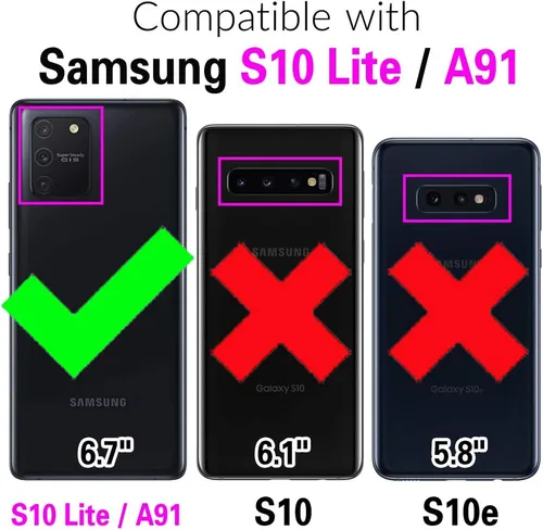 Vista 2 de Asuwish Funda de teléfono para Samsung Galaxy S10 Lite con protector de pantalla de vidrio templado y soporte de anillo delgado, híbrido, soporte