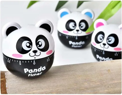 Vista 7 de Temporizador de maquinaria de panda de dibujos animados de tamaño mini 60 minutos Temporizadores de cocina mecánica Reloj contadores de alarma Negro