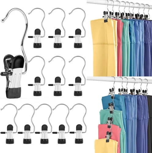 Vista 10 de Organizadores de armario y clips de almacenamiento, paquete de 20, organizador de leggins para armario, perchas para pantalones de yoga, clips