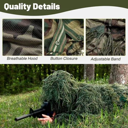 Vista 3 de MOPHOTO Traje de caza de camuflaje 3D 5 en 1, chaqueta, pantalones, capucha, bolsa de transporte para adultos y jóvenes, M/L, XL/XXL