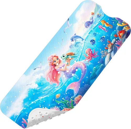 Vista 17 de Tapete de Baño para Bebé Mejorado con Dibujos Animados Antideslizante - 40"x16" Extra Largo Tapete de Bañera para Bebé Ecológico Duradero Tapete