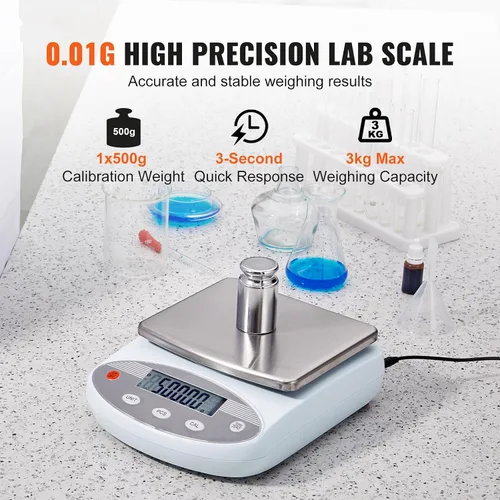 Vista 2 de Happybuy Balanza analítica de 105.82 oz x 0.00 oz, báscula digital de laboratorio de alta precisión, pantalla LCD, conversión de 13