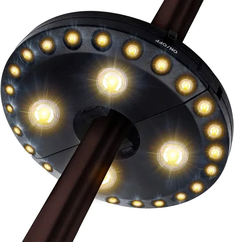 Vista 8 de Forlivese - Lámpara para sombrilla con 3 modos de brillo, inalámbrica, 28 luces LED a 200 lúmenes, alimentación de 4 pilas AA, luz de poste
