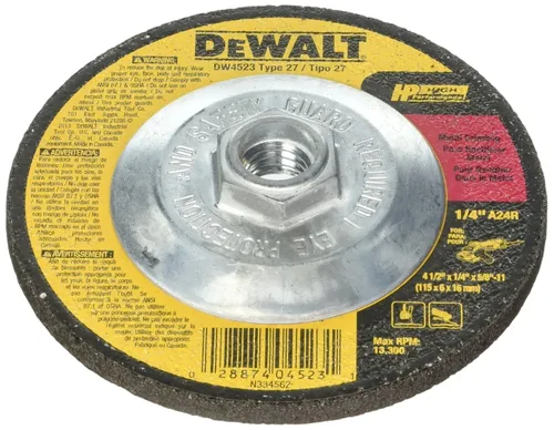 Vista 5 de DEWALT Muela abrasiva, uso general para metal, 4-1/2 pulgadas x 1/4 pulgadas x 5/8 pulgadas (DW4523)