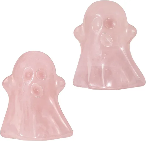 Vista 10 de TUMBEELLUWA 2 figuras de fantasma de Halloween, estatua de cristal tallada, piedra energética, mini escultura coleccionable para decoración