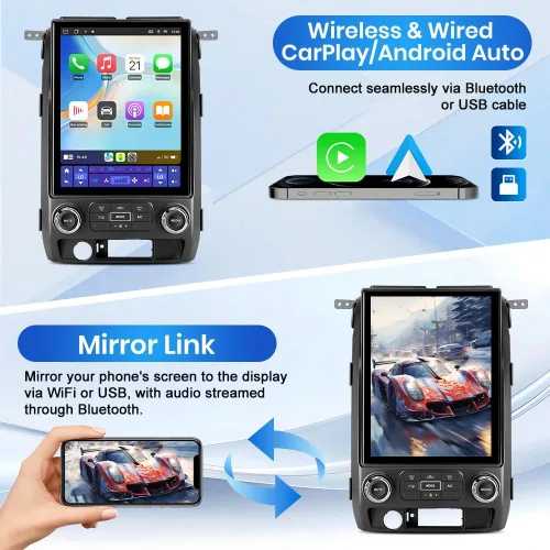 Vista 7 de Android [4GB+64GB] Radio de coche estéreo TS18 para Ford F150 2009-2012 con cámara de visión trasera