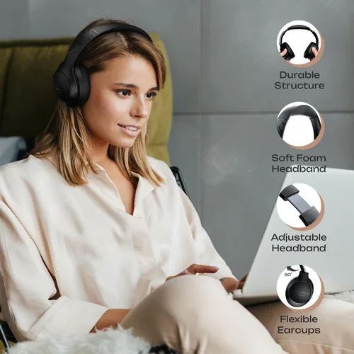 Vista 5 de PowerLocus Auriculares inalámbricos P3 Negro x P2 Oro Rosa sobre la oreja