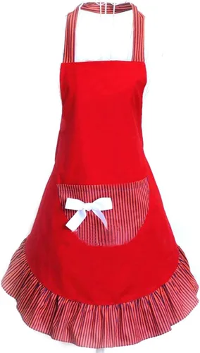 Vista 4 de Hyzrz Lindos Delantales Graciosos Con Moño Para Niñas Delantal De Cocina De Restaurante Para Mujeres Delantal De Pastel Con Bolsillo (Negro)