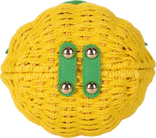 Vista 6 de QZUnique Bolso bandolera de paja de frutas, tejido a mano, bolso cruzado de verano, playa, mar, fresa, piña, sandía