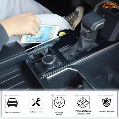 Vista 5 de Aunginsy Marco para panel de cambio de marchas con caja de almacenamiento Compatible con Toyota Tundra/Sequoia 2022-2024 2025 Protector contra