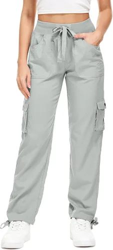 Vista 2 de Pantalones cargo para mujer, ligeros, de secado rápido, UPF 50, viajes, golf, safari, senderismo, verano