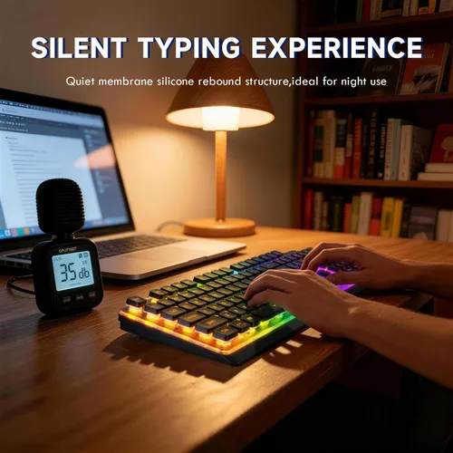 Vista 9 de M104 Teclado inalámbrico para juegos con cable/Bluetooth mecánico tacto iluminado teclado de computadora con teclado numérico RGB tamaño completo
