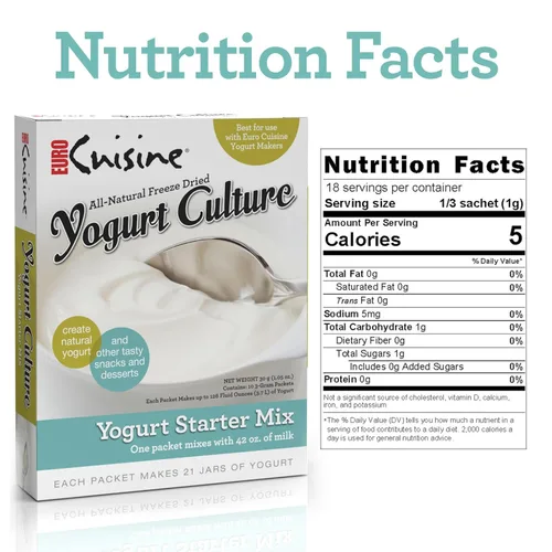 Vista 5 de Euro Cuisine RI1020 Iniciador de Cultivo de Yogur Totalmente Natural – Perfecto para Sin Lácteos, Leche Entera, Yogur Proteico – Bolsas de Yogur