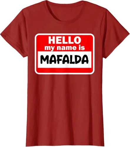Vista 19 de Mafalda Hello Hi My Name Is Camiseta con nombre en camiseta personalizada, Negro