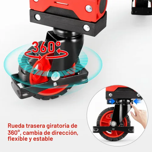 Vista 5 de Carro de mano plegable de 330 libras, de transporte resistente, combinación de cuatro ruedas y dos ruedas convertible carrito Dolly con mango