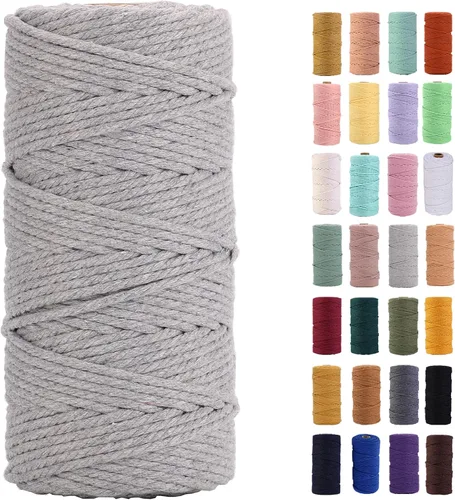 Vista 14 de Cuerda de macramé azul aire de 0.079 in x 220 yardas, cuerda de algodón colorido de algodón suave para colgar en la pared, colgadores de plantas