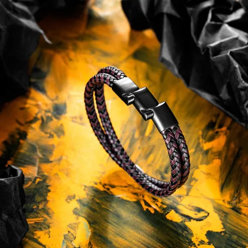 Vista 6 de Murtoo - Pulsera de cuero trenzado para hombre, color marrón y negro