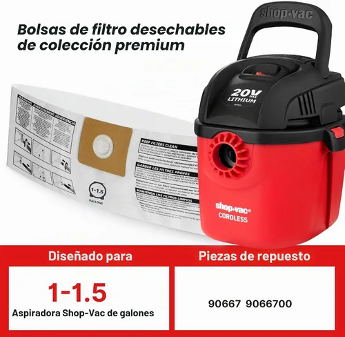 Vista 4 de Shop-Vac 9066733 Bolsas de filtro desechables de 1-1.5 galones, paquete de 3