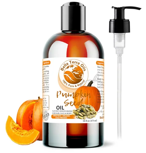 Vista 9 de Bella Terra Oils - Aceite de semilla de calabaza orgánico 2 oz - Esencia de calabaza orgánica pura, con ácido linoleico y vitamina A, para piel que