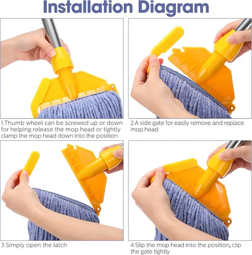 Vista 3 de Eccliy - Juego de 6 cabezales de repuesto para trapeador de 18 onzas, color azul, naranja Heavy Duty Commercial Refills, Washable Cotton String