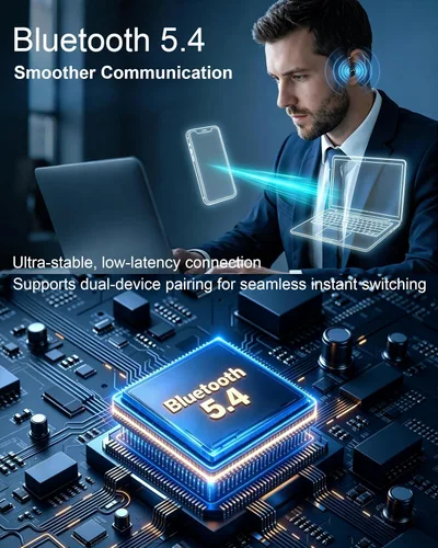 Vista 2 de Auriculares Bluetooth V5.4, auriculares inalámbricos para teléfono celular con pantalla LED, manos libres con micrófono para conducir, camionero