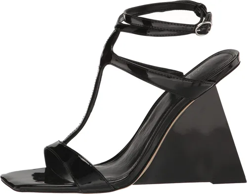 Vista 8 de GUESS Tacones de cuña Bacio metálicos con correa en T para mujer