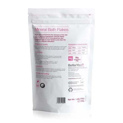 Vista 8 de BetterYou Magnesium Relax Bath Flakes - Sales de baño de recuperación corporal con magnesio - Para la salud de la piel y alivio muscular del dolor