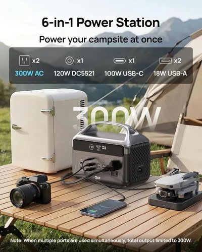 Vista 2 de DaranEner Estación de energía portátil LiFePO4 de 192 Wh, generador solar con bolsa de almacenamiento, 2 CA 300 W (sobretensión de 600 W), USB-C 60
