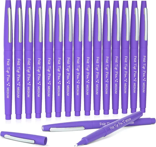 Vista 15 de Lelix Bolígrafos de punta de fieltro, paquete negro de 15 unidades, punta media de 0.7mm, marcadores de punta de fieltro para diario, escritura