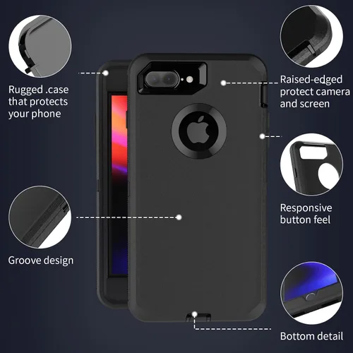 Vista 6 de Co-Goldguard Funda para iPhone 8 Plus Funda para iPhone 7 Plus con Protector de Pantalla [A Prueba de Golpes] [A Prueba de Caídas]