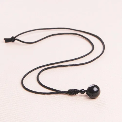 Vista 49 de iSTONE Collar unisex con dije de cuentas redondas auténticas, cadena de cuerda negra de 24 pulgadas para hombres y mujeres