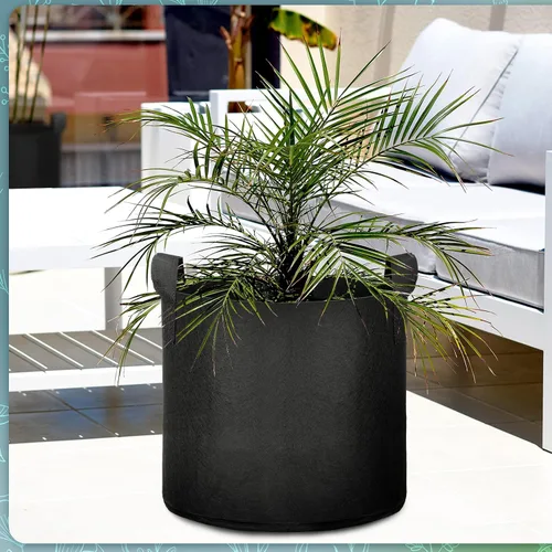 Vista 8 de Hoolerry Paquete de 7 bolsas de cultivo de plantas negras de varios tamaños, bolsas de cultivo no tejidas gruesas en 4 tamaños, 10, 7, 5 y 3