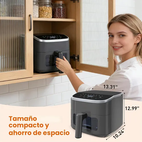 Vista 7 de Freidora de aire de 4 cuartos de galón, freidora de aire compacta con luz interior y ventana de fácil visión, 8 ajustes preestablecidos de cocción