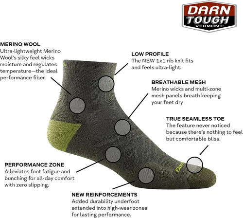 Vista 3 de Darn Tough Style 1040 - Calcetín de 14 para hombre ultraligero con cojín para correr