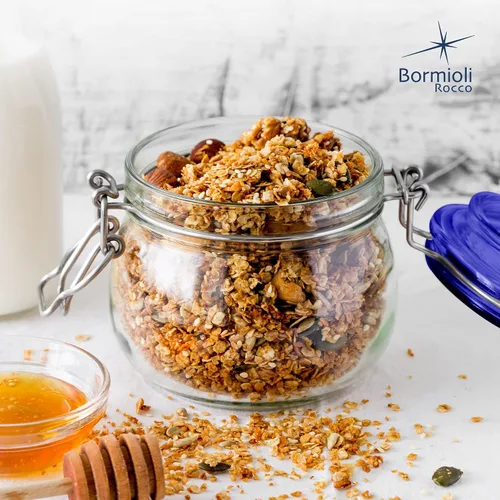 Vista 6 de Bormioli Rocco Colección Fido, paquete de 2, 17 onzas, tarros de vidrio para almacenamiento de alimentos, sello de goma hermético y tapa de vidrio