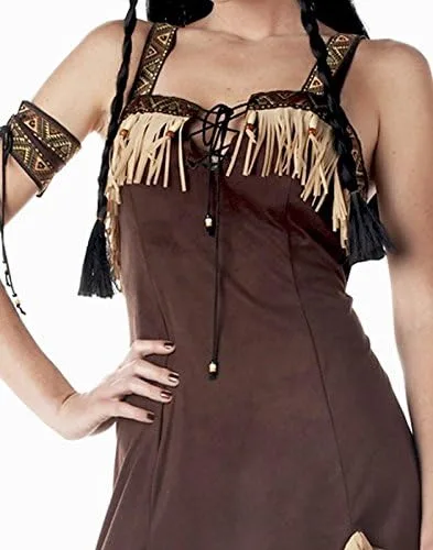 Vista 3 de California Costumes Disfraz sexy de princesa india para mujer, tamaño adulto, color marrón, talla única de EE. UU, Marrón