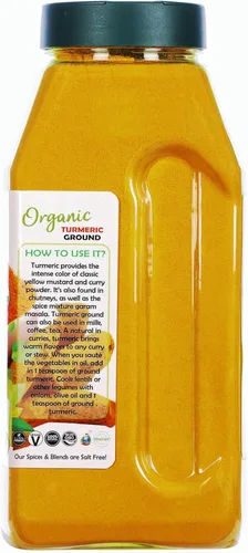 Vista 6 de Rani Polvo de Especias de Raíz de Cúrcuma Orgánica (Haldi), (Alto Contenido de Curcumina) 16oz (1lb) 454g Frasco PET ~ Todo Natural Vegano Apto