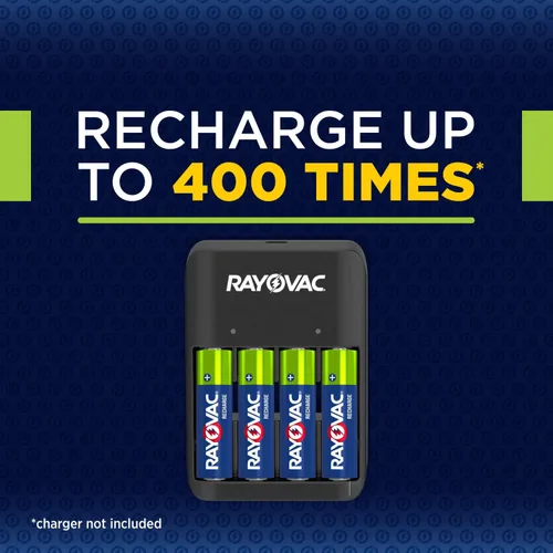 Vista 3 de RAYOVAC Baterías AA recargables (paquete de 4), baterías recargables NiMH Doble A