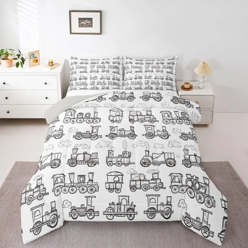 Vista 33 de Feelyou Juego de edredón de coche de carreras, tamaño individual, juego de ropa de cama de coche deportivo de velocidad para niños y niñas, edredón