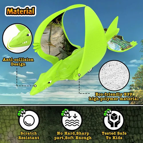 Vista 5 de Aiencsai Paquete de 3 juguetes de lanzamiento de aviones de dinosaurio para niños, aviones de espuma para niños juguetes de niños con calcomanías