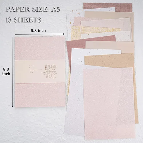 Vista 2 de Juego surtido de 13 hojas de papel texturizado para álbumes de recortes, papel especial para manualidades para álbumes de recortes, suministros
