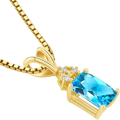 Vista 2 de Peora Colgante de oro de 14 quilates para mujer con diamantes, delicado solitario de corte radiante de 0.276 x 0.197in en piedras preciosas
