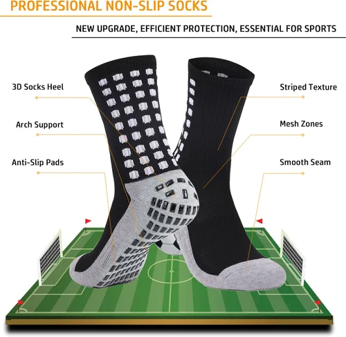 Vista 2 de POZCMJM Calcetines con agarre de fútbol para hombre con pinzas antideslizantes atléticos para hospital, calcetines de hospital, 135 pares